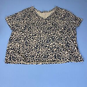 Ava & Viv T-Shirt Women's 4X Leopard Print‎ V-Neck Short Sleeve 100% Cotton Tan